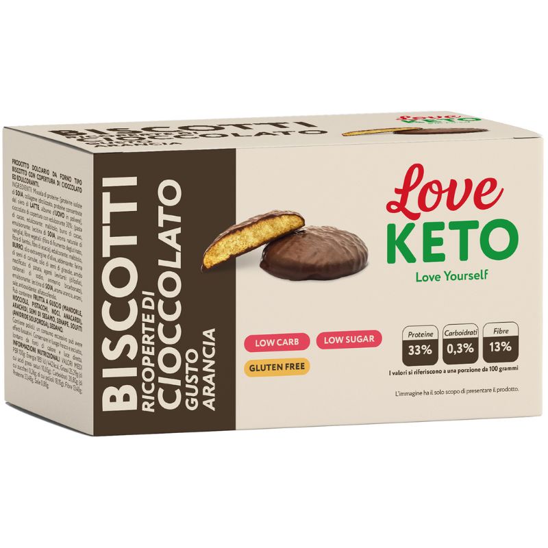 Love Keto Biscotti Ricoperti Di Cioccolato Gusto Arancia 3 Confezioni Da 40 Grammi