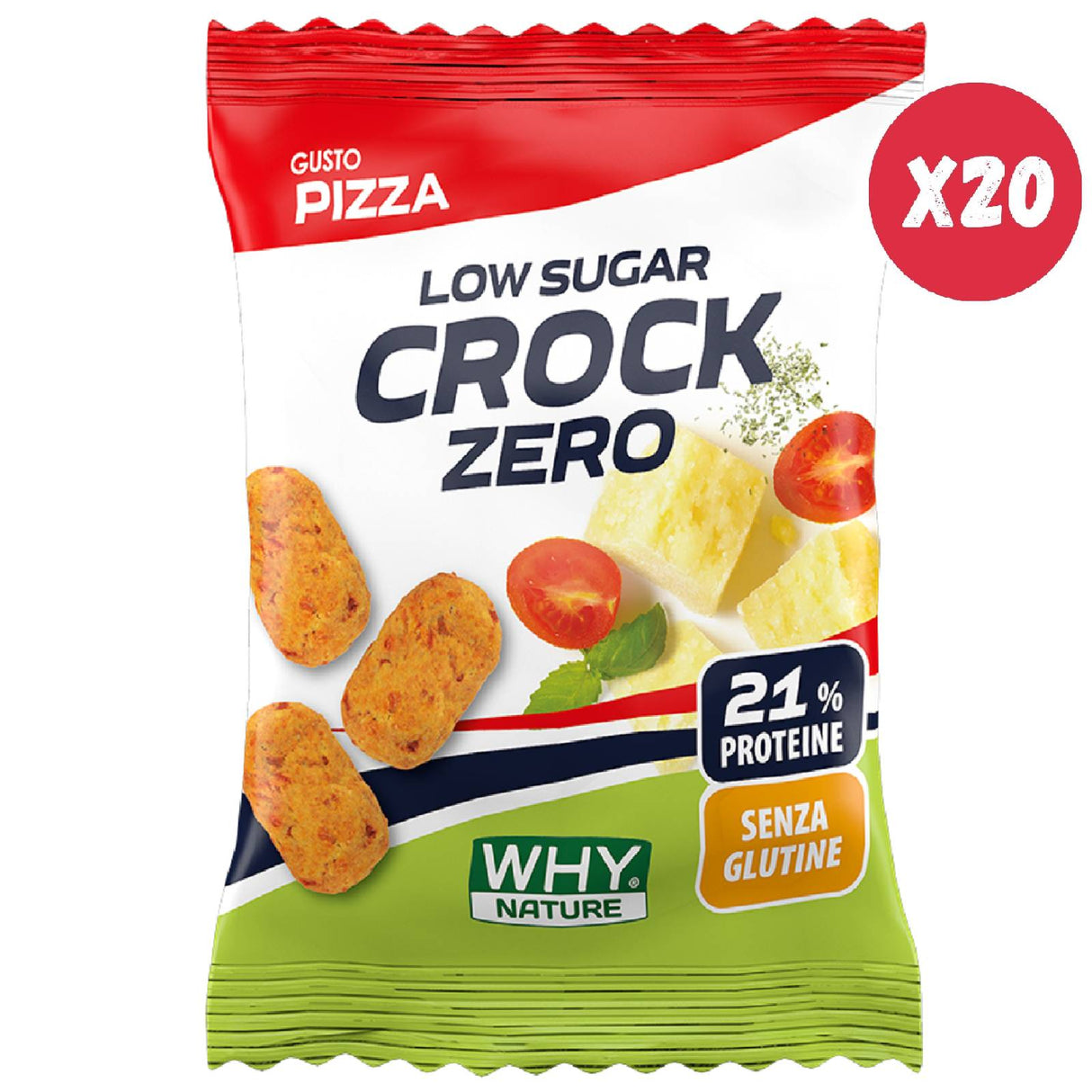 WHY NATURE CROCK ZERO 20 CONFEZIONI 30 GRAMMI GUSTO PIZZA