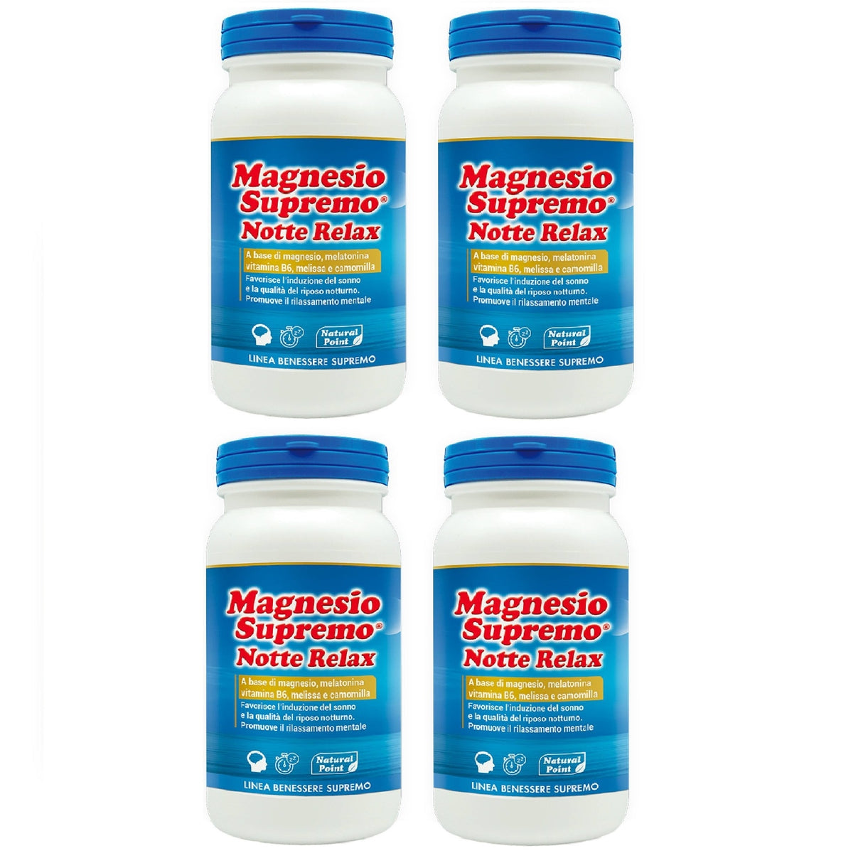 4 X NATURAL POINT MAGNESIO SUPREMO NOTTE RELAX 150 GRAMMI