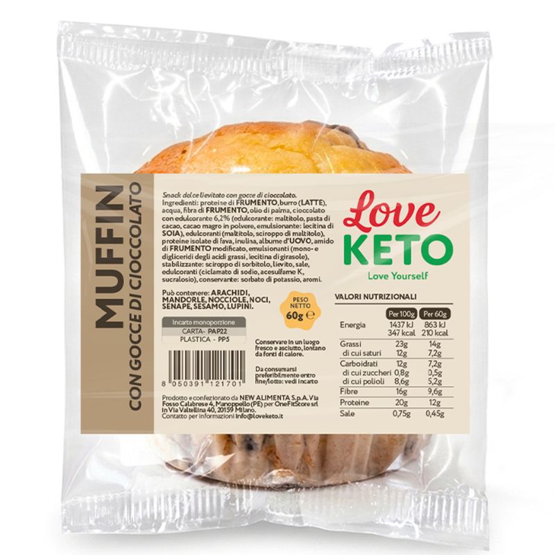 Love Keto Muffin Con Gocce Di Cioccolato 60 Grammi