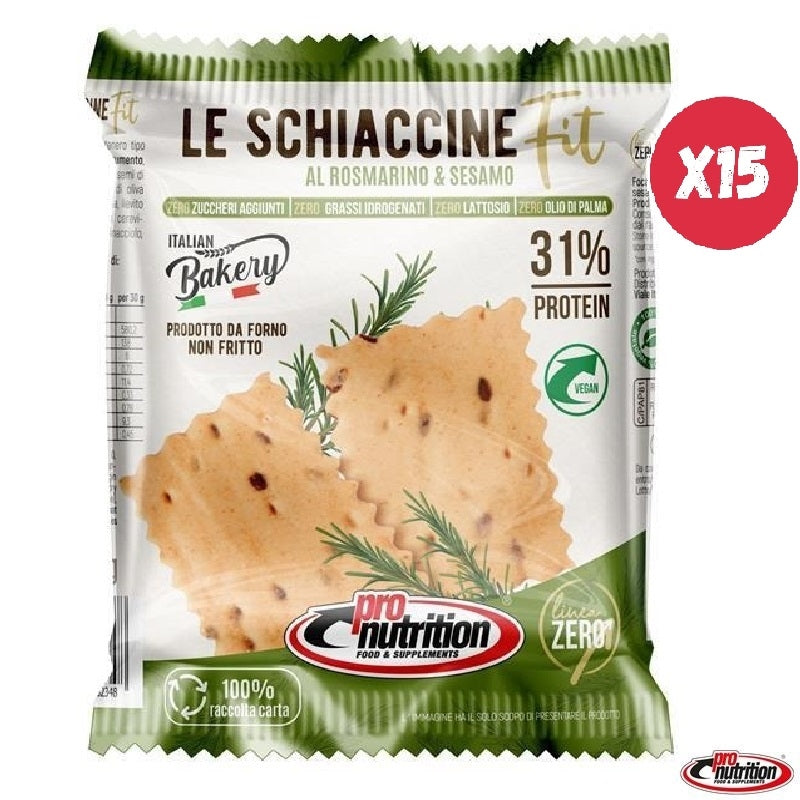 PRONUTRITION SCHIACCINE PROTEICHE ROSMARINO E SESAMO BOX DA 15 PEZZI DA 30 GRAMMI