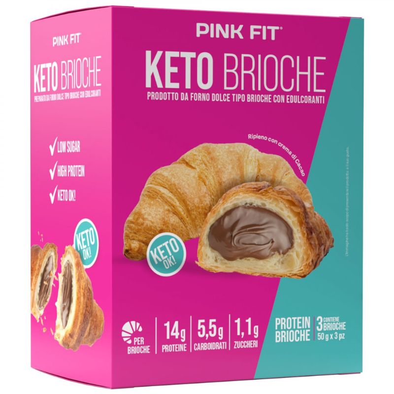Pink Fit Keto Brioche Con Crema Al Cacao Confezione Da 3 Brioche