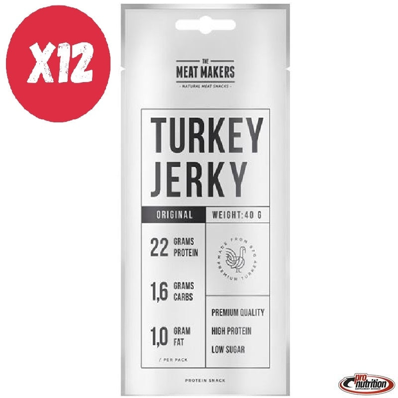 PRONUTRITION TURKEY JERKY 12 BUSTINE DA 40 GRAMMI GUSTO ORIGINAL