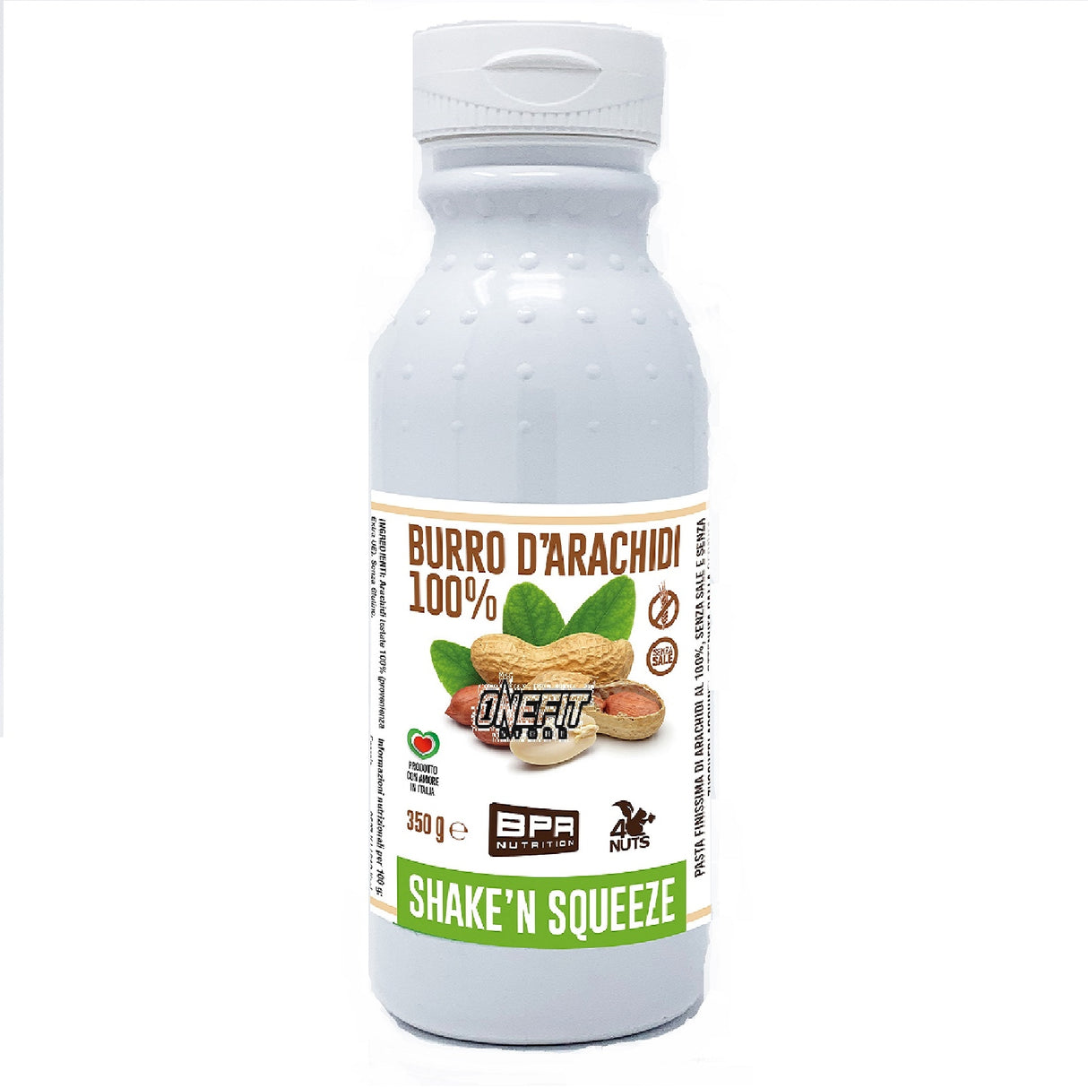 BPR NUTRITION BURRO D'ARACHIDI 100% SHAKE 'N SQUEEZE 350 GRAMMI
