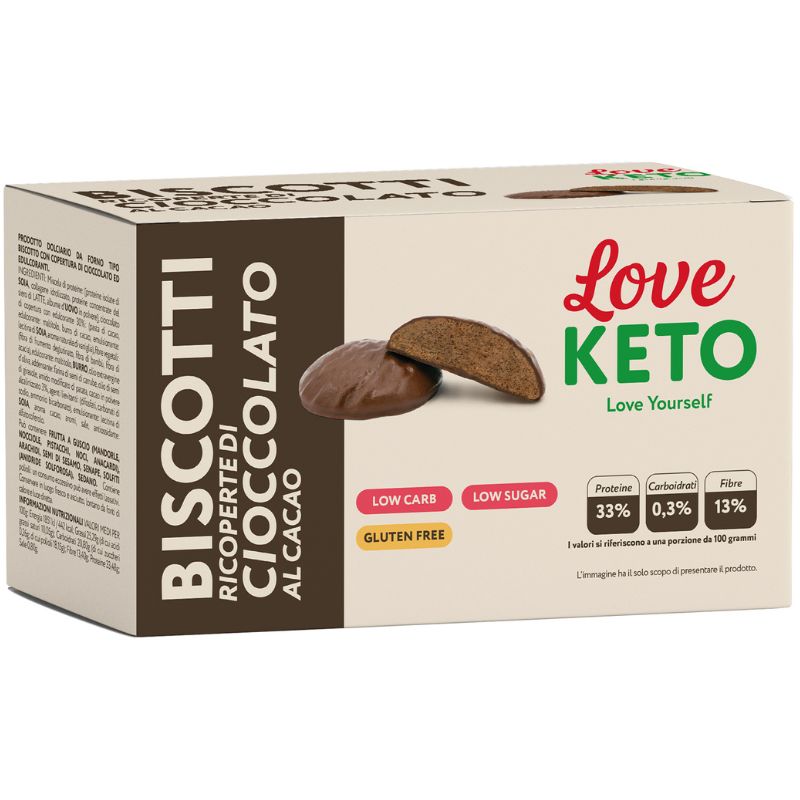 Love Keto Biscotti Ricoperti Di Cioccolato Al Cacao 3 Confezioni da 40 Grammi