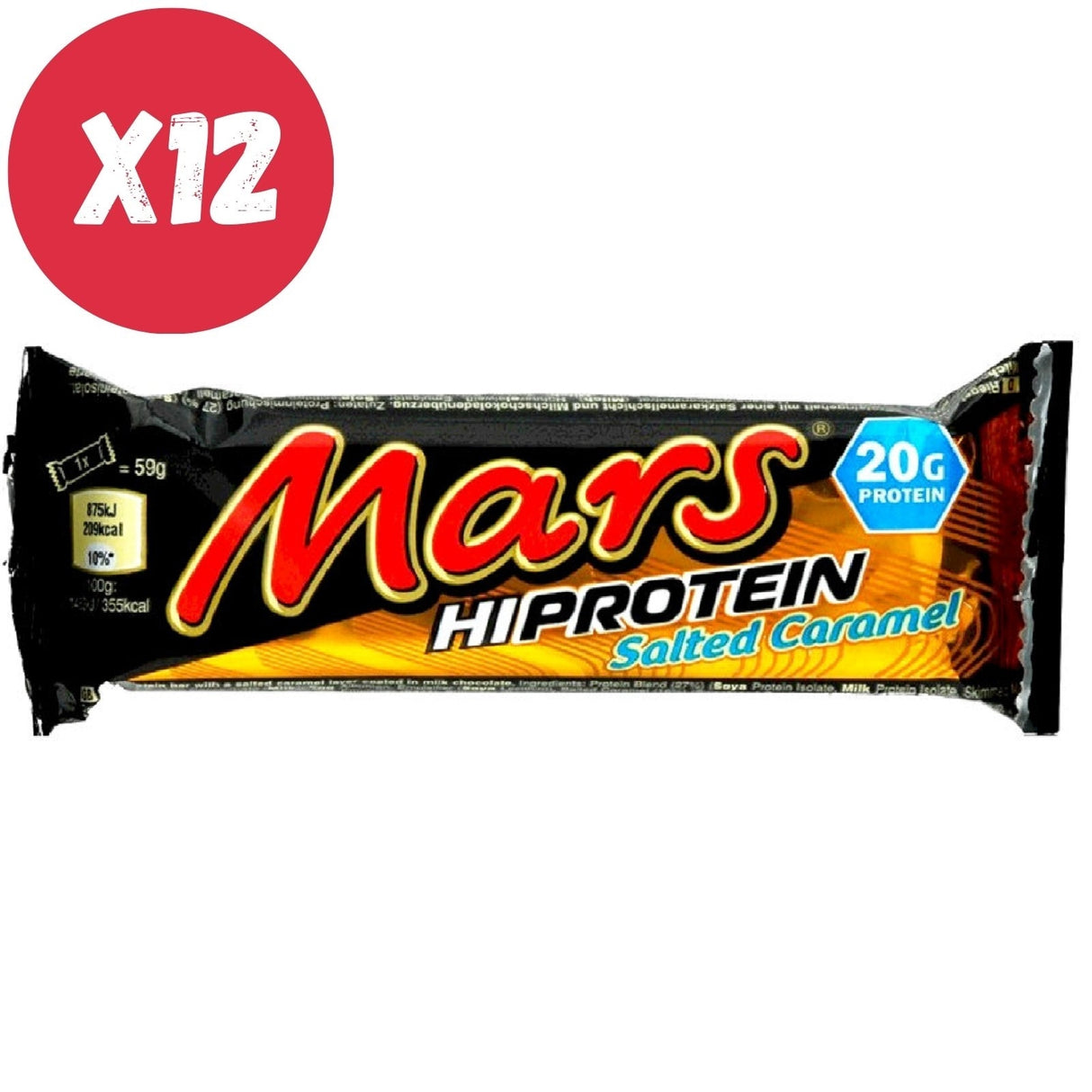 MARS HI-PROTEIN CARAMELLO SALATO 12 BARRETTE DA 59 GRAMMI