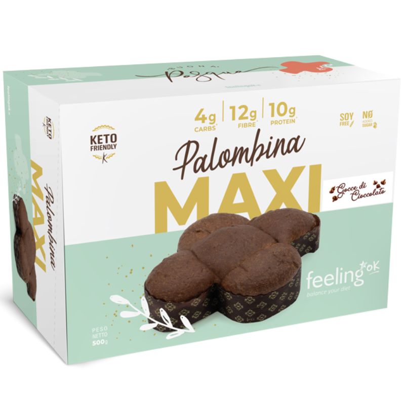 Feeling OK Palombina Maxi + Protein Con Gocce Di Cioccolato 500 Grammi