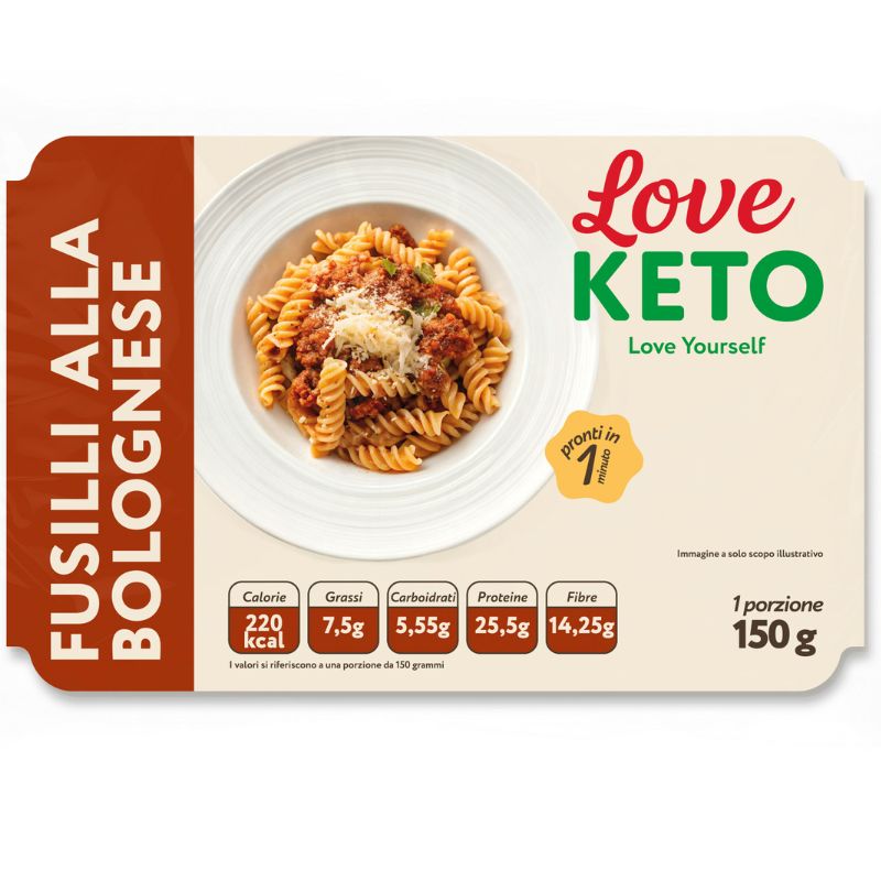 Love Keto Fusilli Proteici Alla Bolognese 150 Grammi