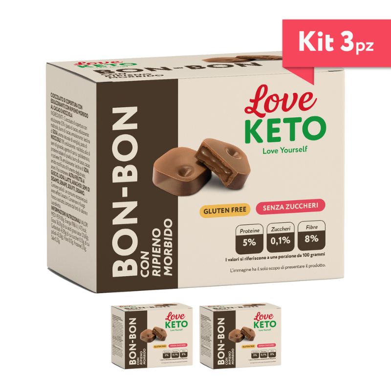 Love Keto Bon-Bon Con Ripieno Morbido 5 Confezioni da 10 Grammi