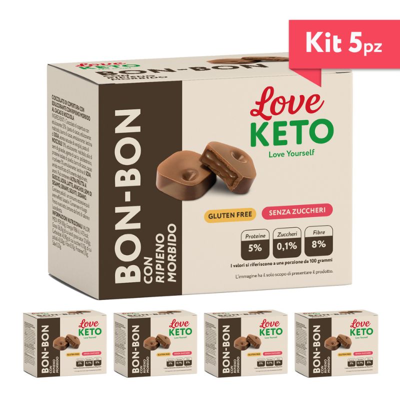 Love Keto Bon-Bon Con Ripieno Morbido 5 Confezioni da 10 Grammi
