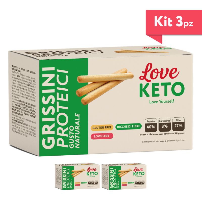 Love Keto Grissini Proteici Gusto Naturale 4 Confezioni Da 30 Grammi