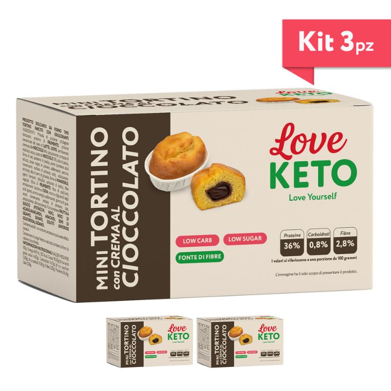 Love Keto Mini Tortino Con Crema Al Cioccolato 3 Confezioni Da 36 Grammi