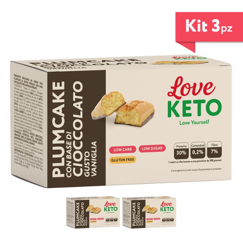 Love Keto Plumcake Con Base Di Cioccolato Gusto Vaniglia 3 Confezioni Da 45 Grammi