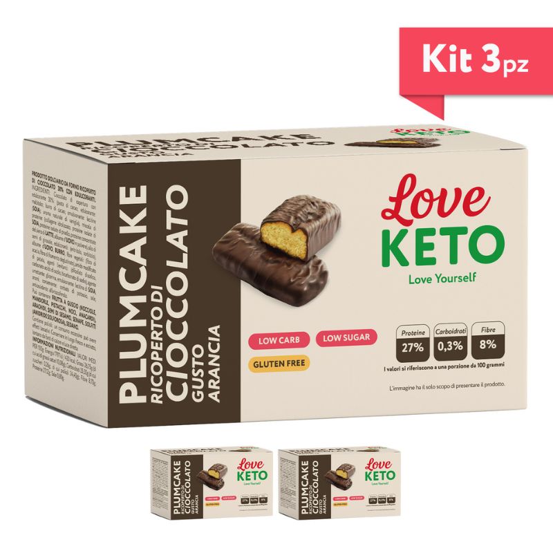 Love Keto Plumcake Ricoperto Di Cioccolato Gusto Arancia 3 Confezioni Da 50 Grammi