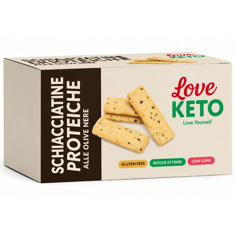 Love Keto Schiacciatine Proteiche Alle Olive Nere 4 Confezioni Da 30 Grammi