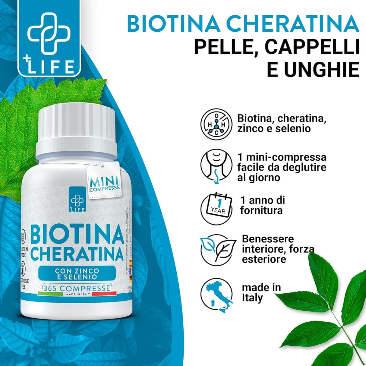 +Life Biotina Cheratina 365 Compresse