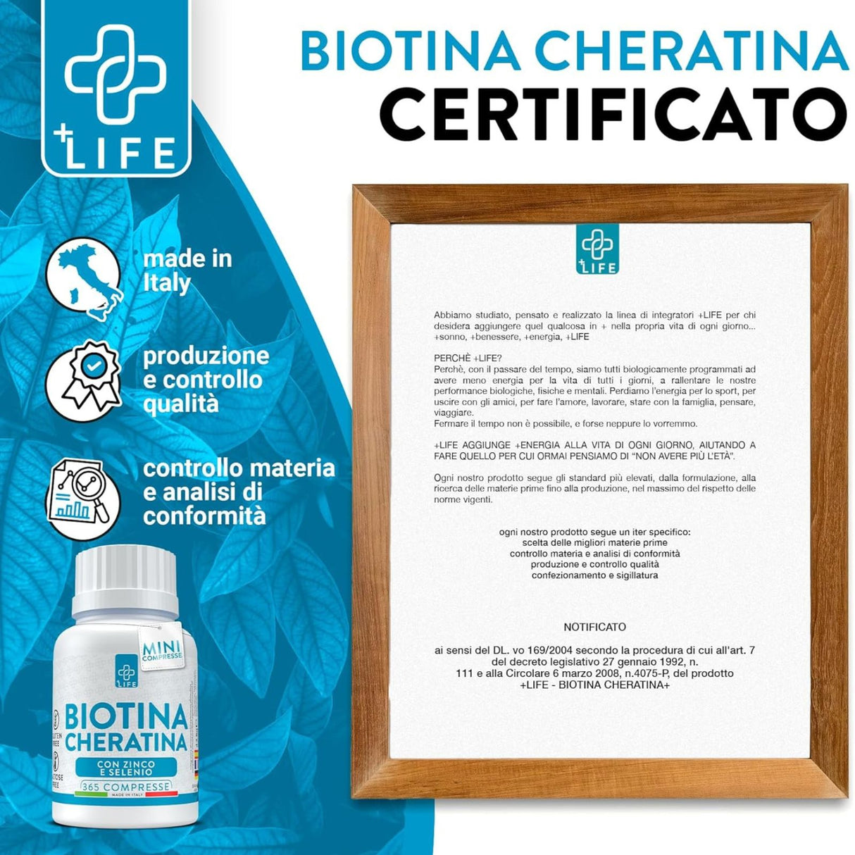 +Life Biotina Cheratina 365 Compresse