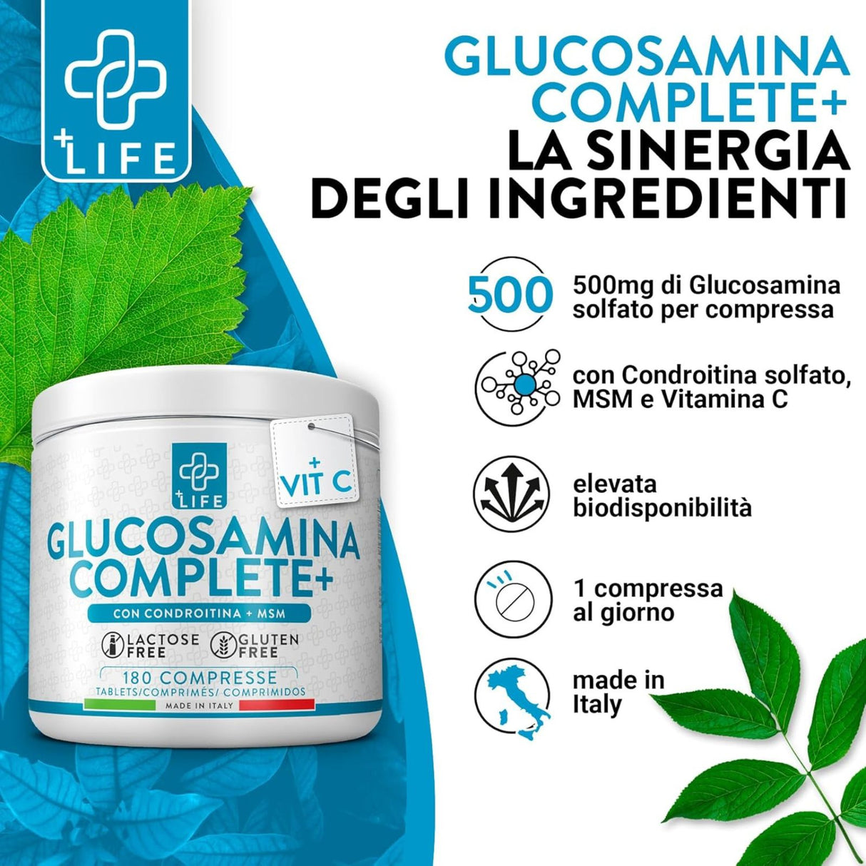 +Life Glucosamina Complete+ 180 Compresse