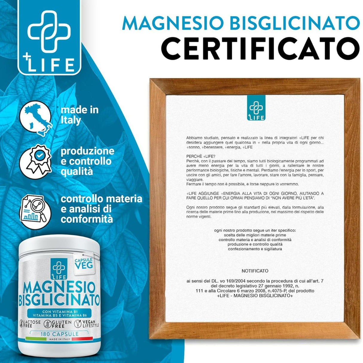 +Life Magnesio Bisglicinato 180 Capsule