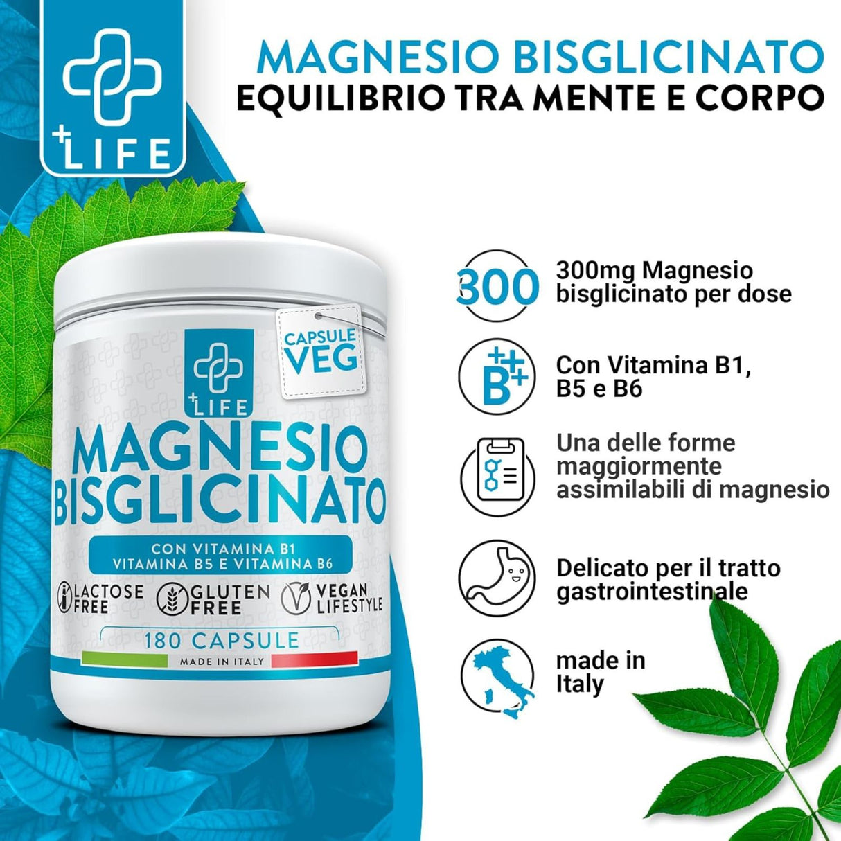 +Life Magnesio Bisglicinato 180 Capsule
