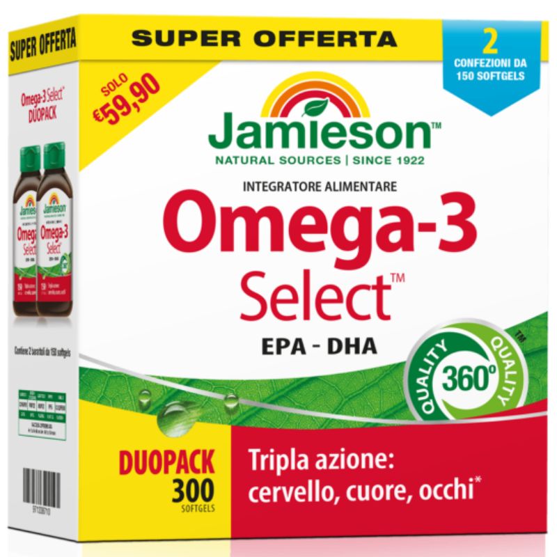 JAMIESON DUO PACK OMEGA 3 SELECT DUOPACK 2 CONFEZIONI DA 150 SOFTGEL