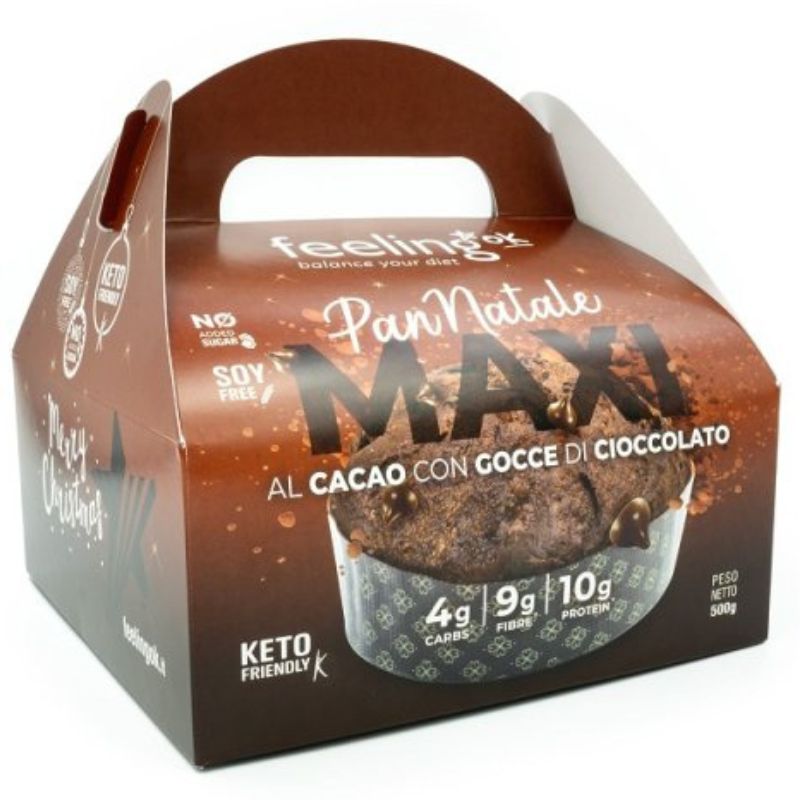 Feeling Ok Pan Natale Maxi Cacao Con Gocce Di Cioccolato 500 Grammi