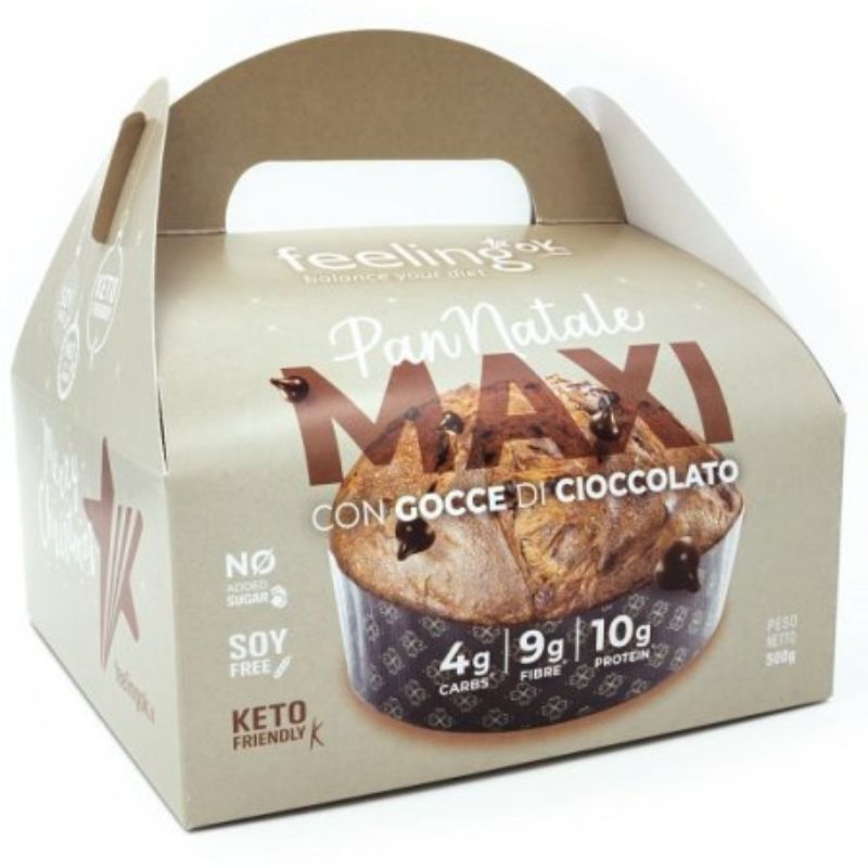 Feeling Ok Pan Natale Maxi Con Gocce Di Cioccolato 500 Grammi