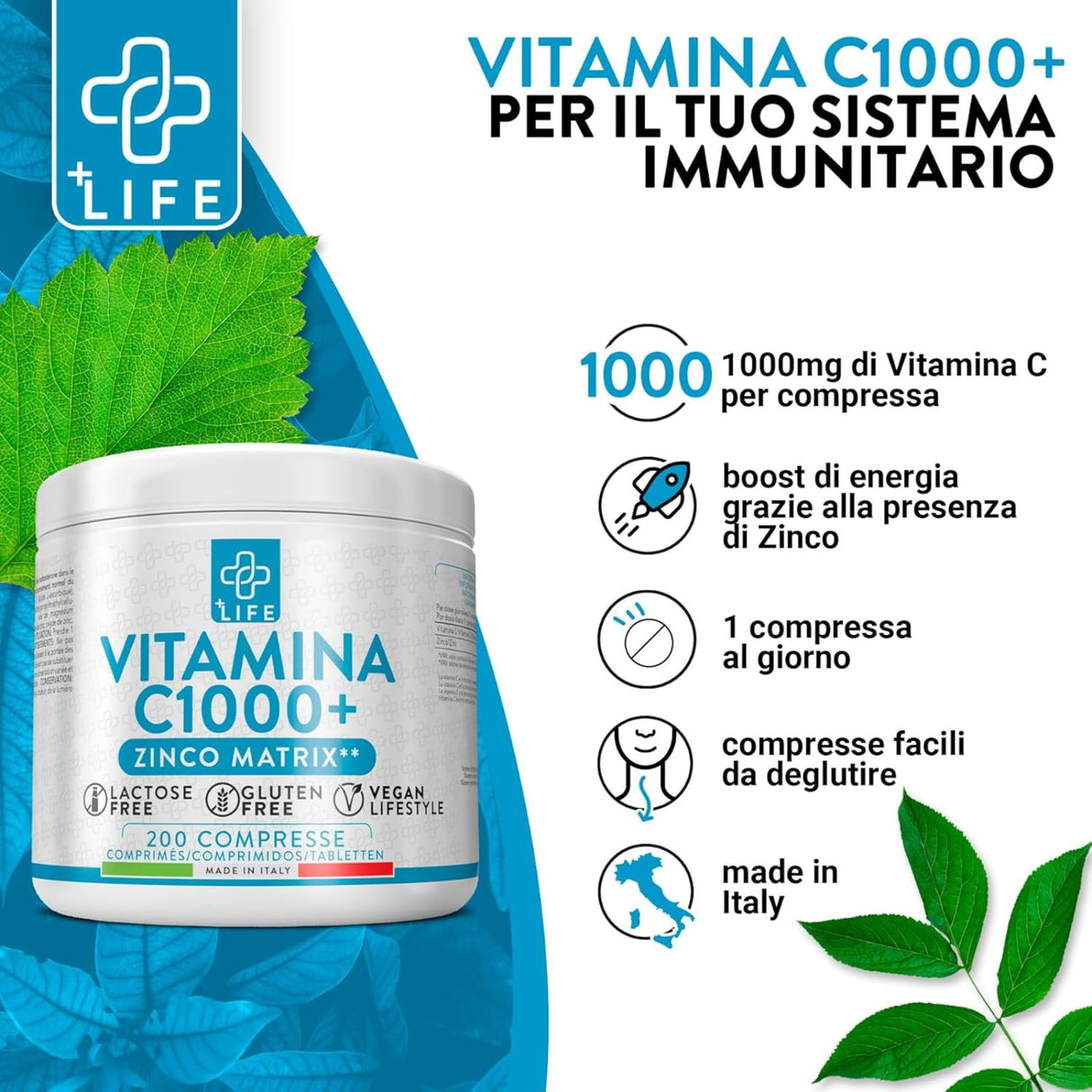 +Life Vitamina C 1000 + Zinco Da 200 Compresse