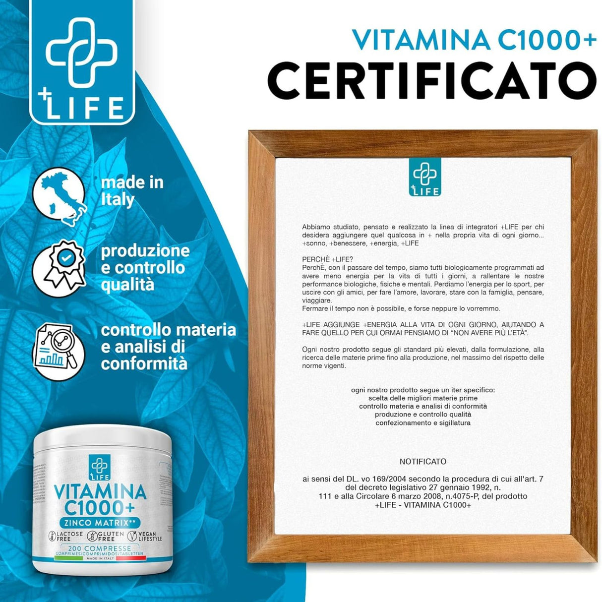 +Life Vitamina C 1000 + Zinco Da 200 Compresse