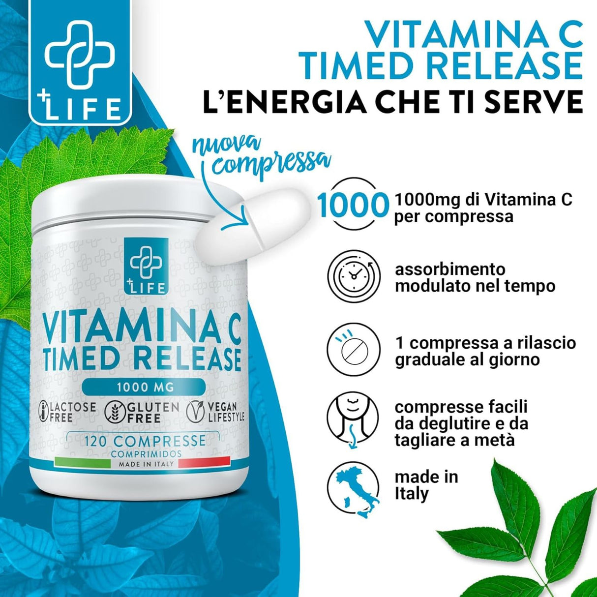 +Life Vitamina C Timed Release 120 Compresse