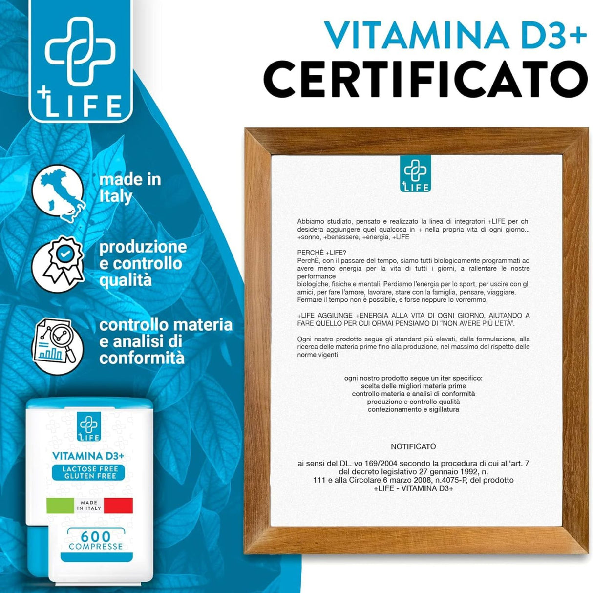 +Life Vitamina D3+ 600 Compresse