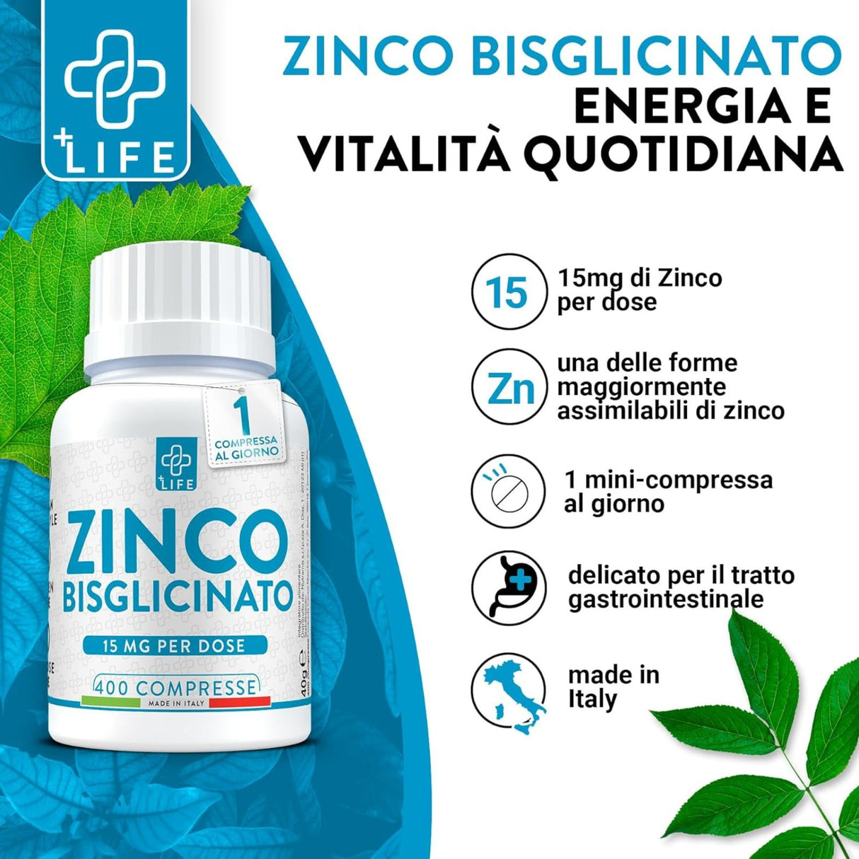 +Life Zinco Bisglicinato 400 Compresse