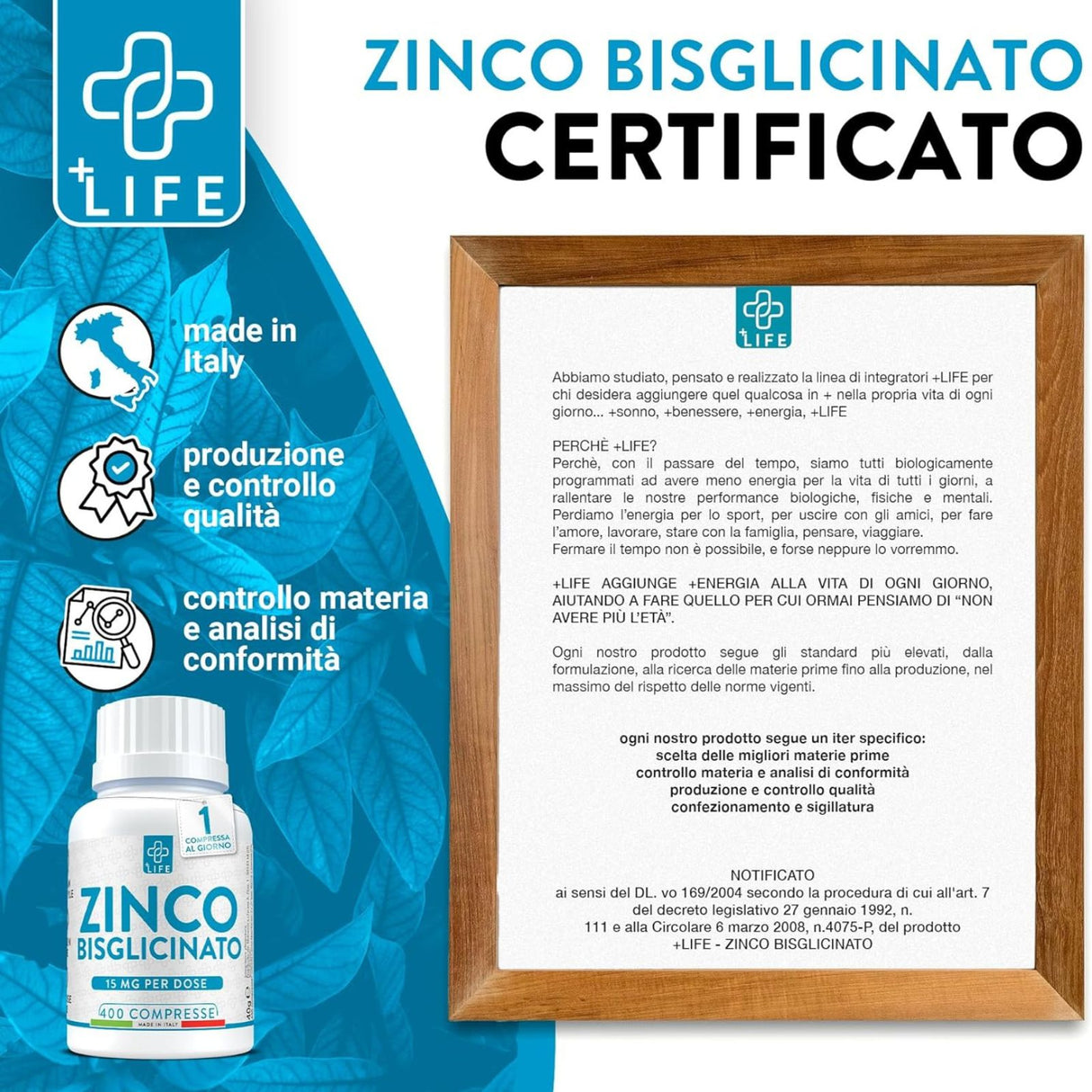 +Life Zinco Bisglicinato 400 Compresse