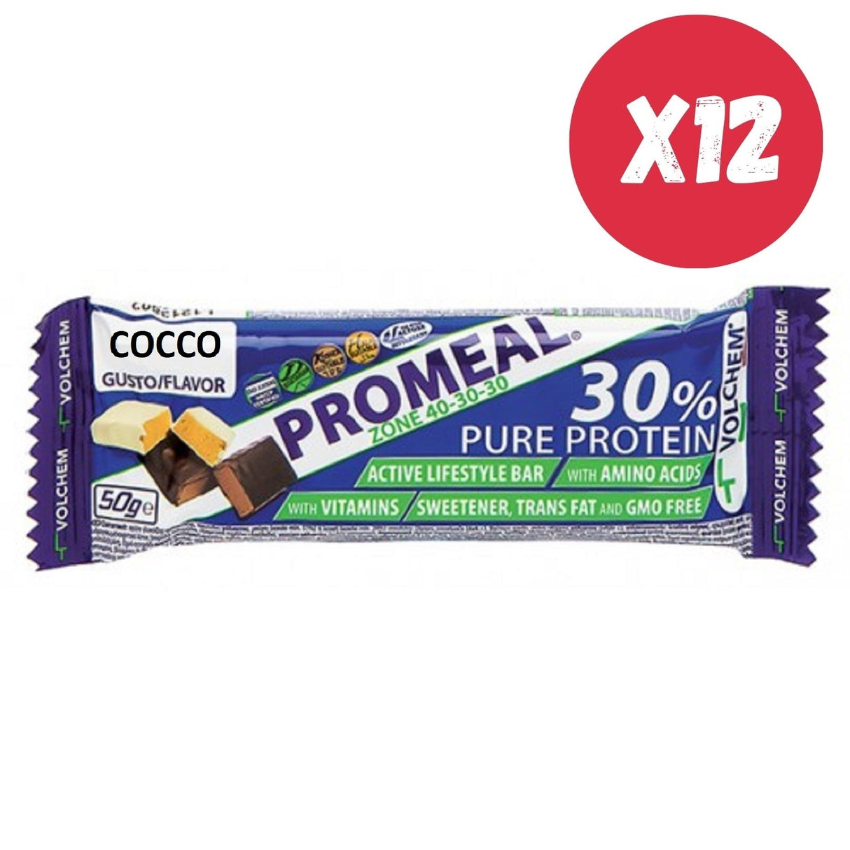 VOLCHEM PROMEAL ZONE 40-30-30 12 BARRETTE DA 50 GRAMMI