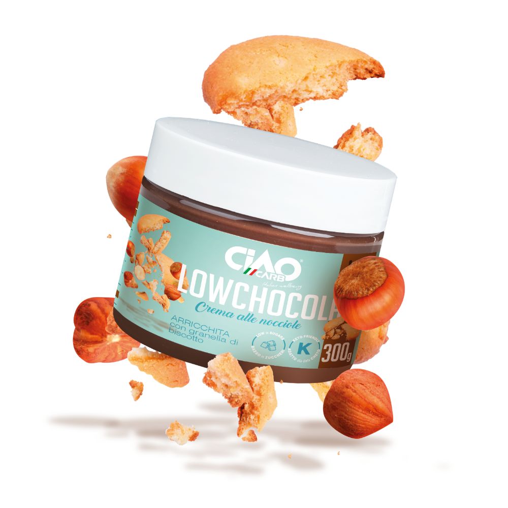 Ciaocarb Low Chocolate Crema Spalmabile Con Granella Di Biscotto 300 Grammi