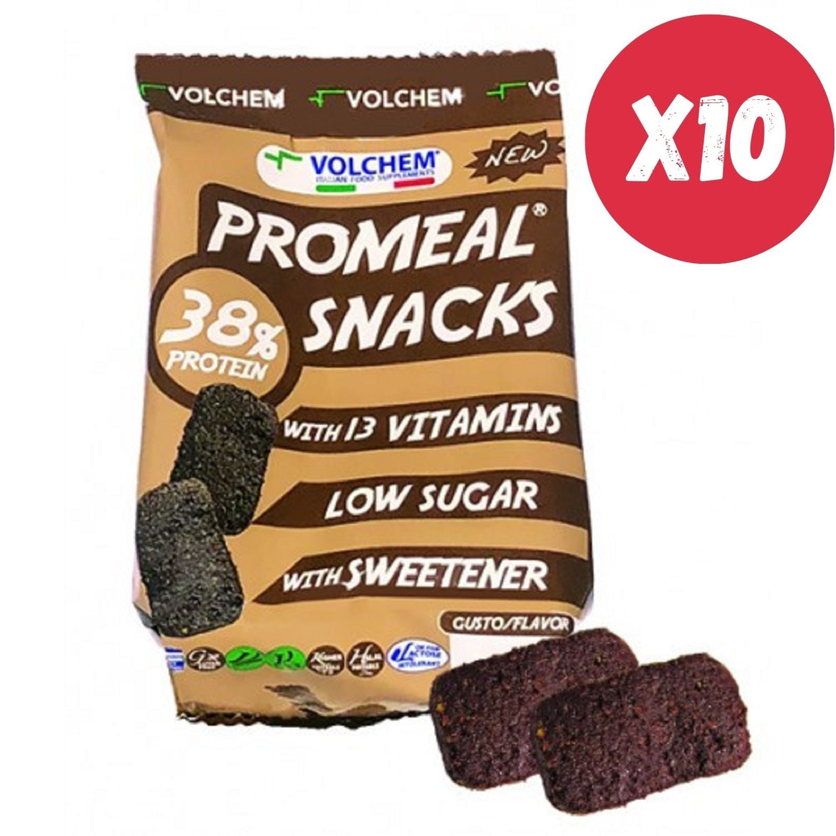 VOLCHEM PROMEAL PROTEIN SNACKS 38% - 10 BUSTE DA 75 GRAMMI