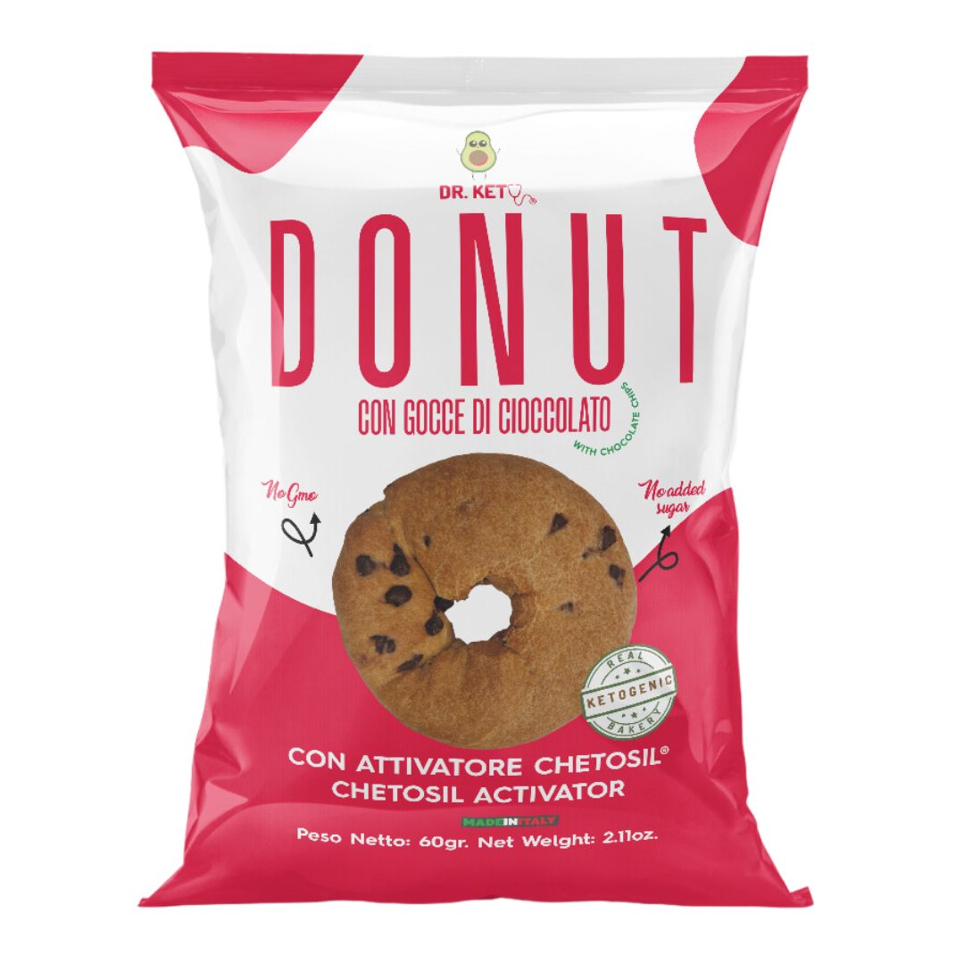Dr.Keto Donut Con Gocce di Cioccolato 60 Grammi