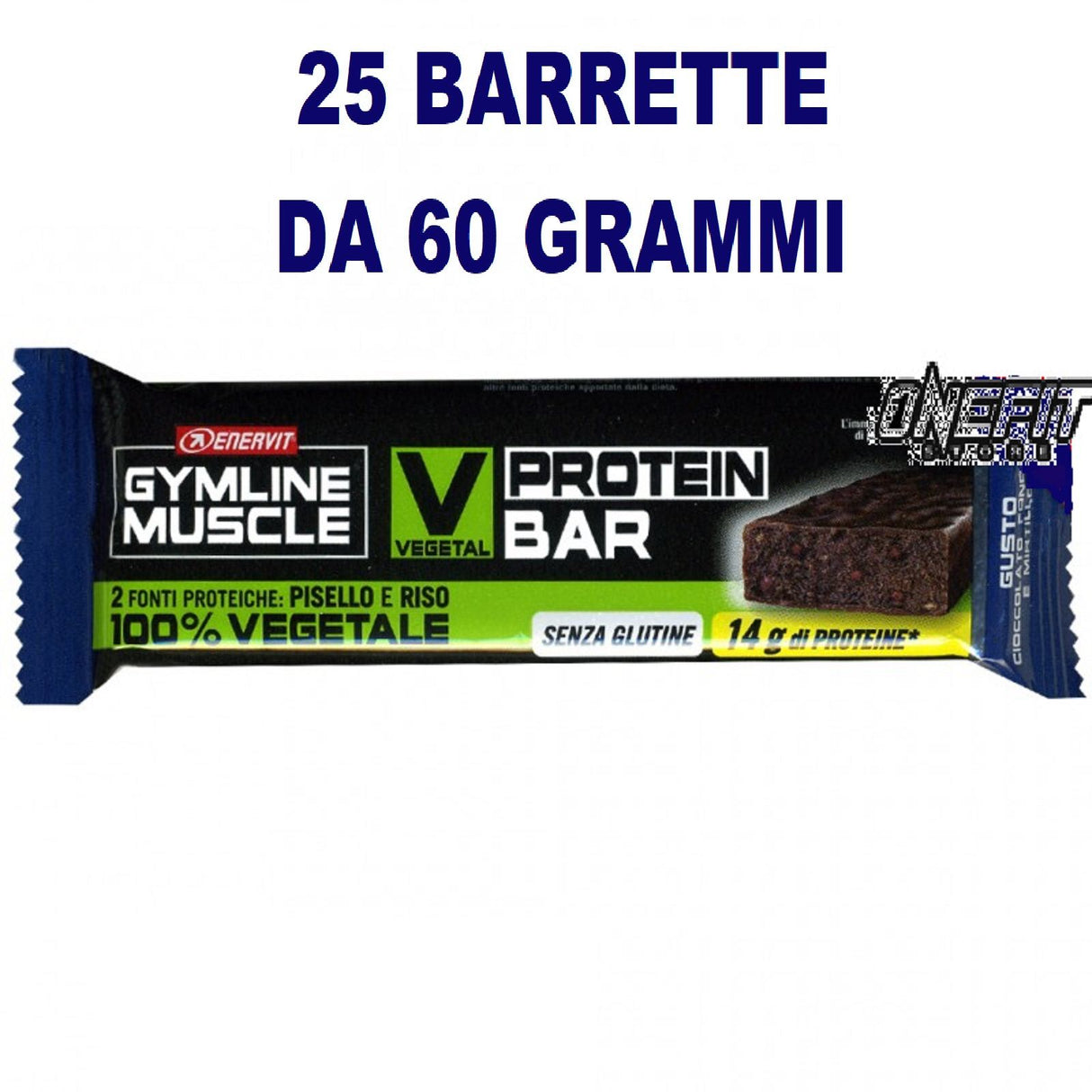 ENERVIT GYM MUSCLE VEGETAL PROTEIN BAR 25 BARRETTE DA 60 GRAMMI CIOCCOLATO FONDENTE MIRTILLO