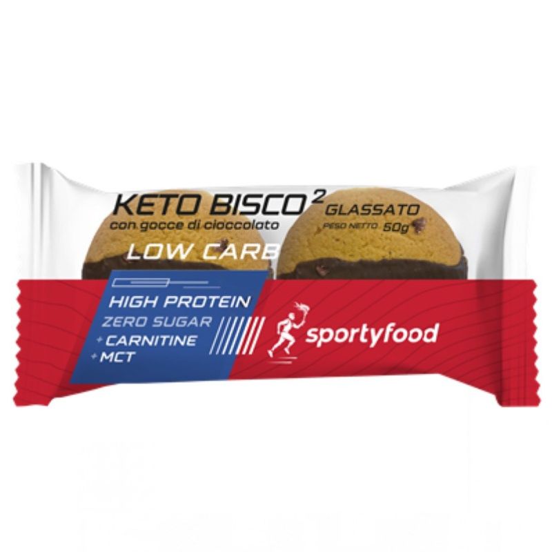 Sportyfood Keto Bisco Glassato Gocce Di Cioccolato 50 Grammi