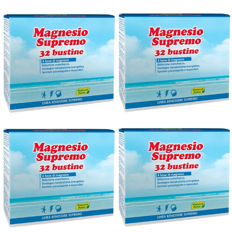 4 X NATURAL POINT MAGNESIO SUPREMO 32 BUSTINE Integratori Magnesio