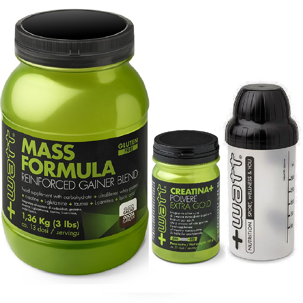 +WATT MASS FORMULA 1,36 KG + CREATINA EXTRA GOLD 100 G + SHAKER