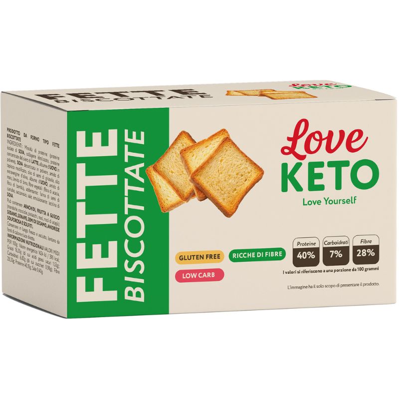 Love Keto Fette Biscottate Naturali 3 Confezioni Da 40 Grammi