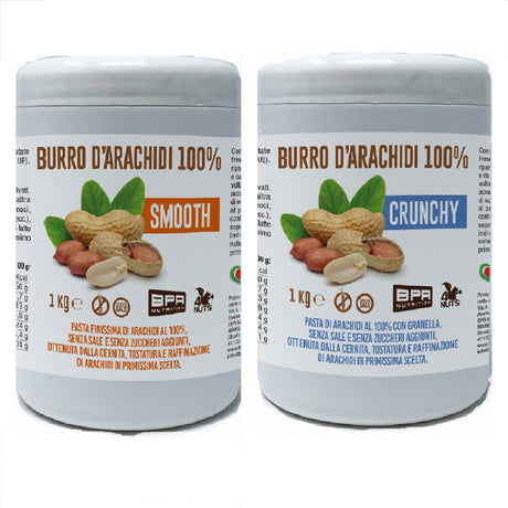 BPR NUTRITION BURRO D'ARACHIDI 100% CRUNCHY + SMOOTH 1KG