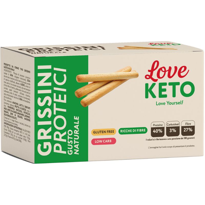 Love Keto Grissini Proteici Gusto Naturale 4 Confezioni Da 30 Grammi