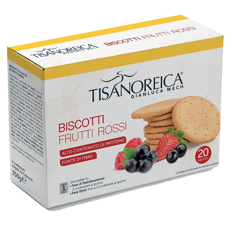 Tisanoreica biscotti al gusto frutti rossi 4 confezioni da 5 biscotti