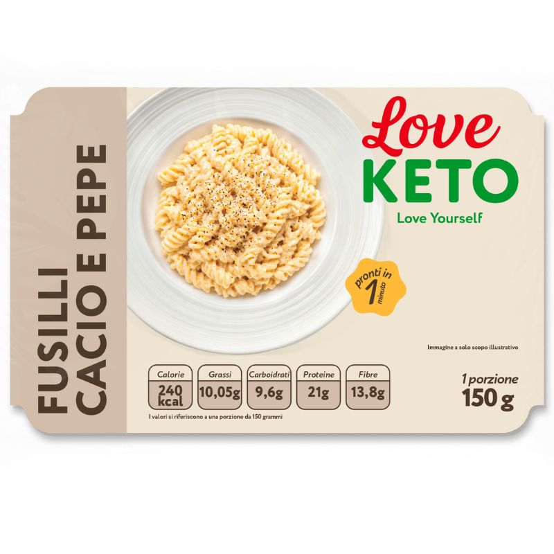 Love Keto Fusilli Proteici Cacio E Pepe 150 Grammi