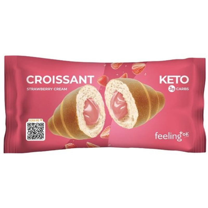 Feeling Ok Croissant Ripieno +Protein Di Crema Alla Fragola 50 Grammi