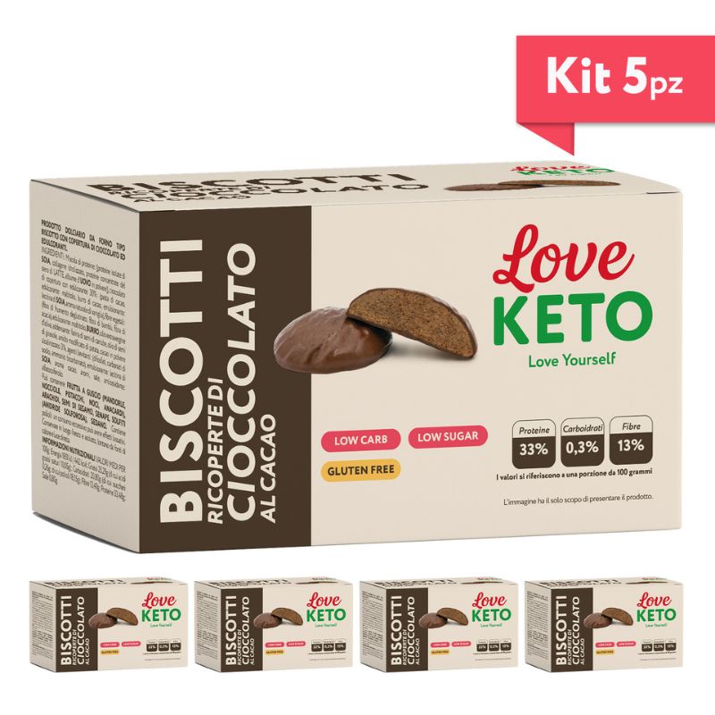 Love Keto Biscotti Ricoperti Di Cioccolato Al Cacao 3 Confezioni da 40 Grammi