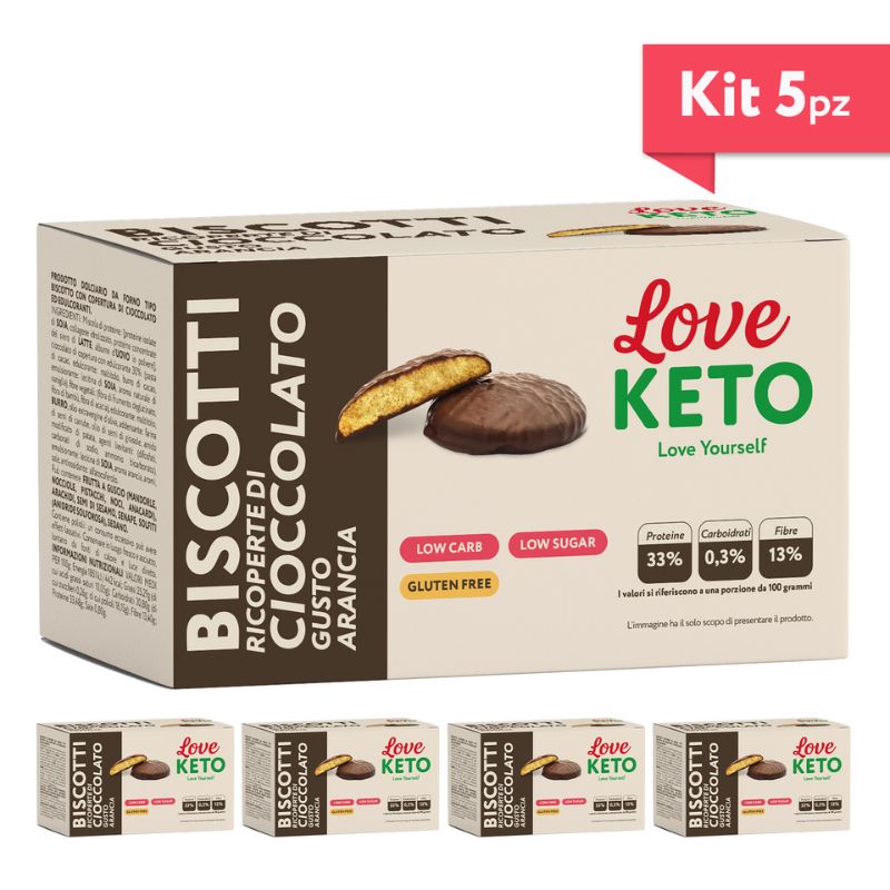 Love Keto Biscotti Ricoperti Di Cioccolato Gusto Arancia 3 Confezioni Da 40 Grammi