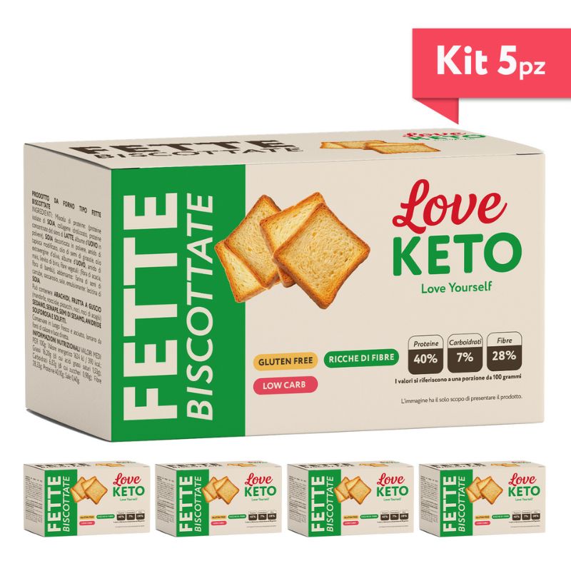 Love Keto Fette Biscottate Naturali 3 Confezioni Da 40 Grammi